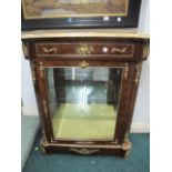 A CONTINENTAL WALNUT AND GILT BRASS MOUNTED CABINET with a sienna vein marble top with frieze