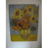 STILL LIFE SUNFLOWERS IN A VASE
Oil on Canvas
Signed Vincent
61cm x 46cm