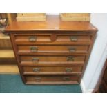 A LATE VICTORIAN WALNUT CHEST of two short and four long graduated drawers 102cm (h) x 102cm (w) x