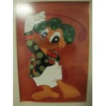 A DISNEY CHARACTER OF A DUCK HOLDING A GOLF CLUB 62cm (h) x 46cm (w)