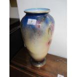 A FALCON WARE BALUSTER VASE decorated with flowers 39cm high