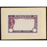 Bahamas. 1948 Eleuthera Die Proof of frame in purple on thin paper, cut down leaving wide
