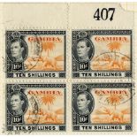 Gambia. 1937-49 used collection on leaves including Coronation blocks of four, 1938 set in singles