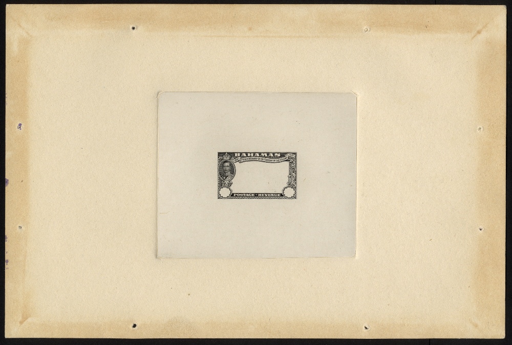 Bahamas. 1948 Eleuthera Die Proof of frame in black on wove paper, sunk on card (Stage 10), ex