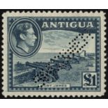 Antigua. 1938-48 definitive set of twelve perforated SPECIMEN Type W8 or W9, mint. The ½d without