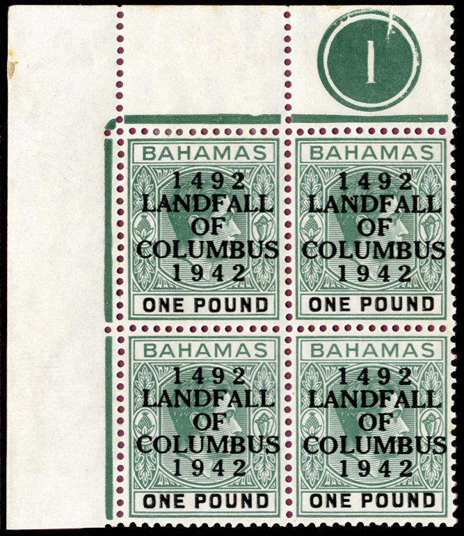 Bahamas. 1942 Landfall mint collection on leaves with shades and blocks including ½d long 'E' in a