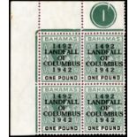 Bahamas. 1942 Landfall mint collection on leaves with shades and blocks including ½d long 'E' in a