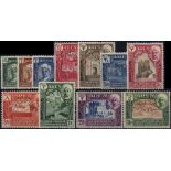 Aden: Qu'aiti State of Shihr and Mukalla. 1942 set of eleven perforated SPECIMEN Type D21, unmounted