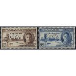 Bahamas. 1946 Victory pair perforated SPECIMEN Type D21, unmounted mint. SG 176s-177s (£90)/CW SP