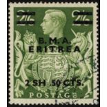 BOIC Eritrea. 1948 BMA 2/6d, fine used with R4/7 misplaced stop. SG E10a (£190)/CW 11a