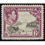 Jamaica. 1938-52 6d perf 12½, lightly hinged mint with R6/1 'exhaust pipe'. SG 128aa (£300)/CW 12b