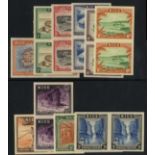 Niue. 1950 set of ten plate proof pairs, either gummed or affixed to card as they came from the BW