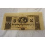 Citizens' Bank of Louisiana, New Orleans $100 note, 1800's Unissued (three sides uncut)