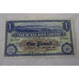 Isle of Man Bank limited, Douglas, £1 note dated 18th October 1952, Signed by J.N. Ronan & R.H.