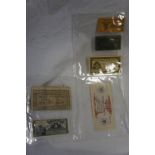 Collection of small sized paper money including Bilet Skarbowy 1794, Cuba 5 Centanos, Mexican,