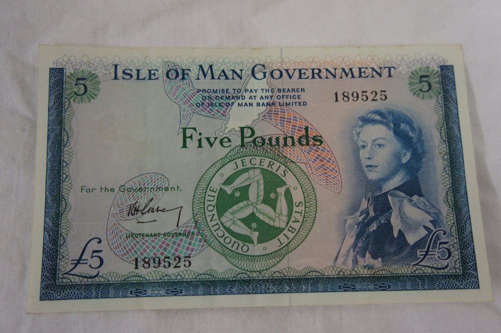 Isle of Man Government £5 note signed by Lieutenant Governor R.H. Garvey No. 189525
