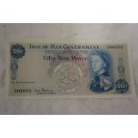 Isle of Man Government 50 pence note signed by Lieut. Governor P.H.G Stallard No 500086 in