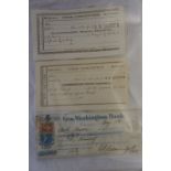 George Washington Bank deposit receipt dated 7th May 1868 for £50 No. 5325, plus two $10