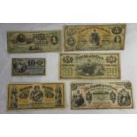 Six late 19thC notes, 1) El Banco de la Compania General del Perv - Billete Provisional, 1873 1