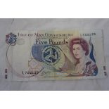 Rare Isle of Man Government misprint of a £5 note signed Cashen No. L752123