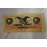 New Orleans Canal Banking Company State of Louisiana Ten Dollar note. Unissued (three sides