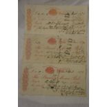 Three 19thC Bank of Mona, Peel, issued cheques