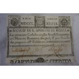 Banco di S. Spirito di Roma, 66 Scudi note, 1786 No. 39