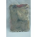 Victorian silver card case with Japanese decoration of herons, foliate, prunus and fauna, Birmingham