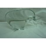 F.M. Ronneby, Sweden glass sculpture of a bull, length 9ins, signed to base