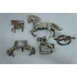 Collection of silver and silver metal miniature horses