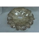 Late Victorian chased silver fruit bowl with flower, shell and pierced decoration, Birmingham