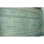 Copies of blue prints for a scale model of Cunard White Star line "Queen Elizabeth" and scale
