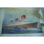 Collection of posters - 1) Normandie 1935 - Albert Sebille 22 x 30ins 2) Caronia, Cunard - C.E.