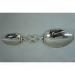 Gorham sterling silver folding double-ended spoon with leather case No. 514. marked Ming (given to