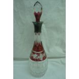 Garrard & Co. silver topped ruby overlay cut glass port decanter
