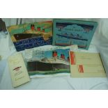 Five "Queen Mary" brochures, 1) The Queen Mary – A Book of Comparisons 2) The Queen Mary 3) RMS