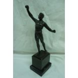 1920s/30s spelter figure of a male athlete standing on a plinth, height 13ins