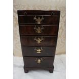 Small Georgian caddy topped mahogany silver chest with brass carrying handles, brushing slide,