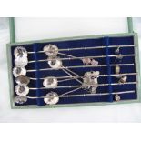Set of six Far Eastern sterling silver iced teaspoons, together with five coffee spoons