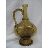 Venetian, four-lobed olive green glass wine jug with twist handle. Ht. 10.5 ins.