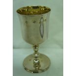 20thC Irish silver chalice, Dublin 1968, maker IRLS, 12 ins., height 6.5 ins.