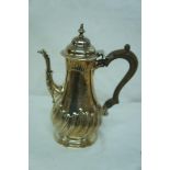 Small Victorian silver coffee pot of half fluted baluster form, London 1891, maker CFG & JL, 10 ozt.