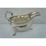 GV silver sauce boat with gadrooned border shell knees and hoof feet, Chester 1911, maker GN & R.H 6