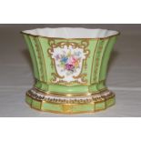 Royal Crown Derby porcelain vase with gilt borders, hand painted floral decoration to cartouche with