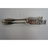 GV silver fiddle, shell and thread pattern Asparagus tongs, London 1910, 6 ozt. , TS,WS, HH