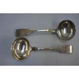 Pair of Victorian silver fiddle pattern sauce ladles, London 1852, maker Eliz, Eaton, 6 ozt.