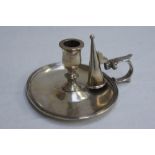 GV silver chamber candle stick and snuffer on oval base, London 1915, makers W. Hilton & Sons, 4