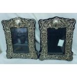 Pair of good Victorian pierced silver photograph frames with decoration of mythical beasts, animals,