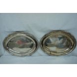 Pair of GIII oval silver dishes with shaped gadrooned borders, London 1791, makers John Wakelin &