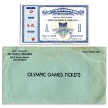 Ticket and Envelope for the 1932 Los Angeles Olympic Games -- Admission to Swimming Events in